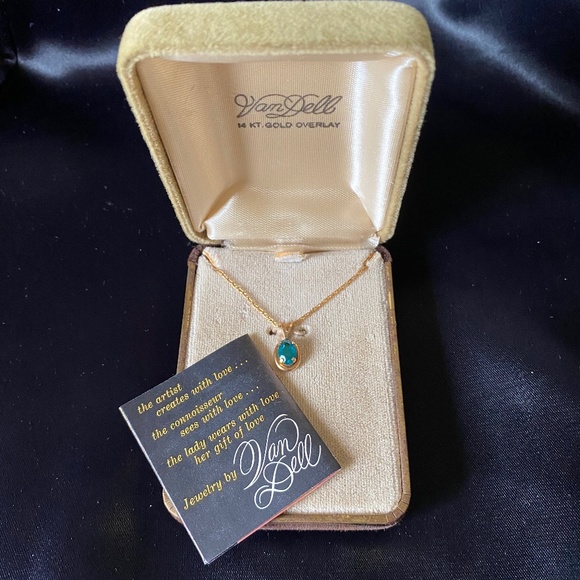 Van Dell I Blue Zircon 14KT Gold Overlay Necklace - Picture 1 of 16